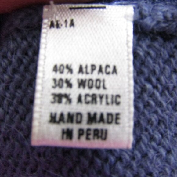 ALPACA Imports S HAND MADE Snowflake Purple Cottagecore Sweater Peru Ski Cozy - Picture 7 of 9